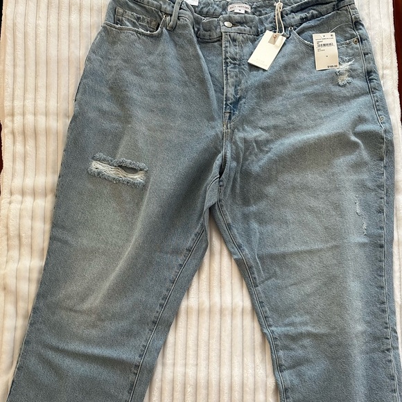 Good American Size 16 Distressed Good Boy Curve Crop Boyfriend Fit Jeans. - Picture 2 of 10